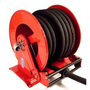 Avvolgitubo – Automatico – Aperto – 1 1/2″ AG / 1 1/2″ IG – Acciaio verniciato – Supporto a parete fisso