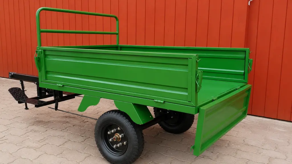Carrello rimorchio T-300 – Ribaltabile per trattorino rasaerba e trattore compatto