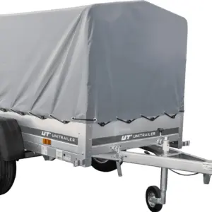 Rimorchio auto a pianale ribassato Garden Trailer 200 KIPP 200×106 cm 750 kg [con struttura alta, telone alto e ruotino di sostegno]